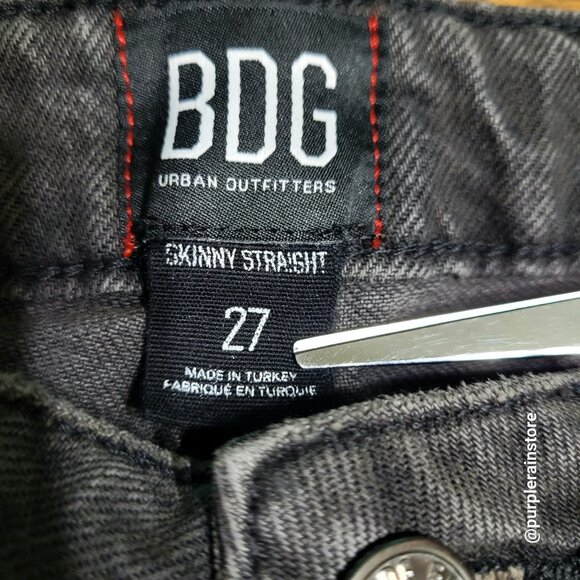 BDG Jeans Urban Outfitters 27 Skinny Straight High Rise Black Wash Denim - Picture 3 of 10